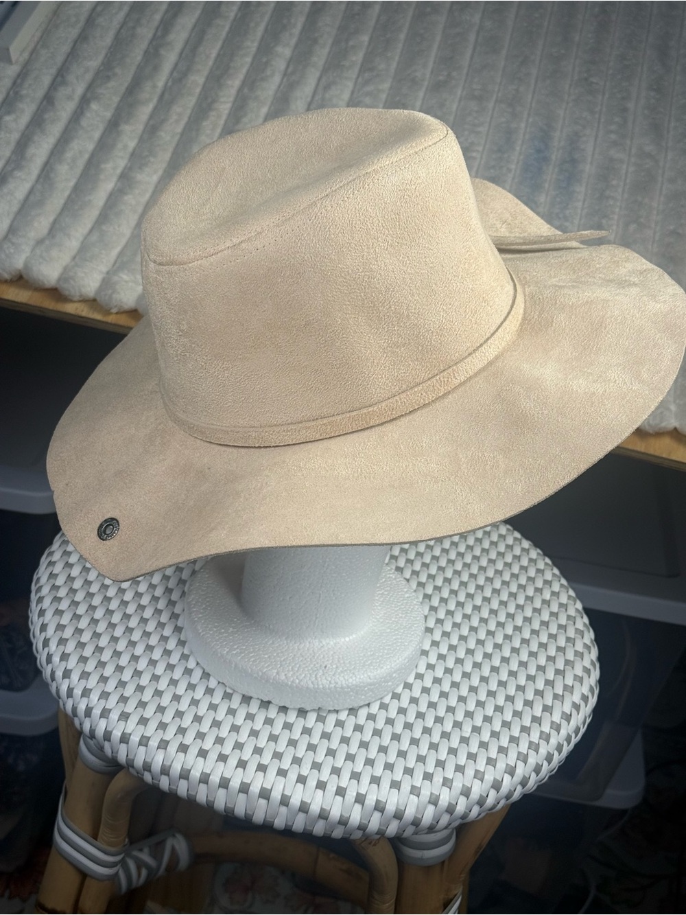 Peter Grimm Tan Poly Suede Wide Brim Hat One Size Festival Boho - Picture 6 of 10